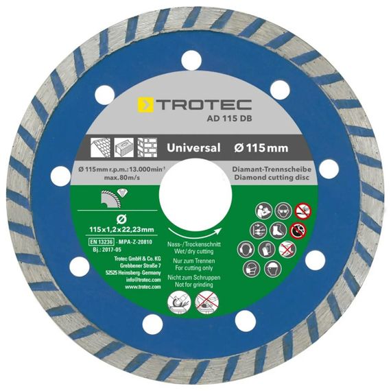 Набір відрізних алмазних дисків Trotec 110/115х22.23х1.2 (4 шт) (6225001121) | Зображення 3