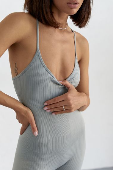 Женский спортивный комбинезон на бретелях - серый цвет, L/XL (есть размеры) | Зображення 3