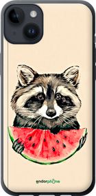 Чохол на iPhone 14 Plus Єнотик з кавуном "4605u-2645-2448"