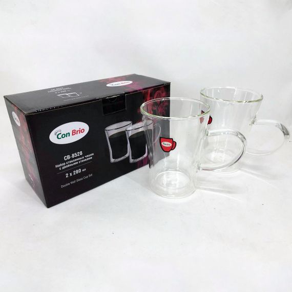 Чашки з подвійними стінками Con Brio 280 мл СВ-8528-2 2шт, кружки скляні з подвійним дном | Зображення 5
