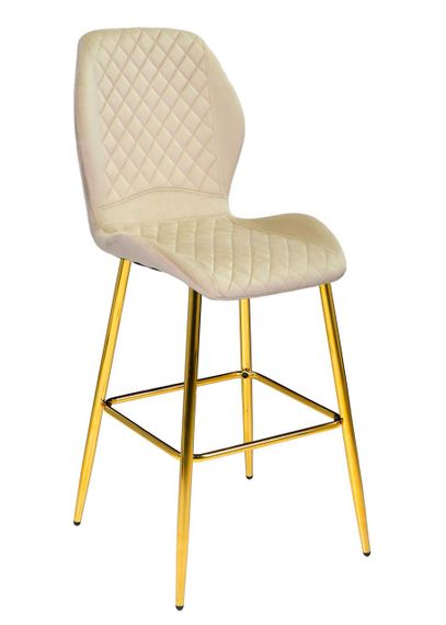 Барный стул Fox Bar 75 ML(GD) с золотыми металлическими ножками, мягкое сиденье велюр бежевый OR-851