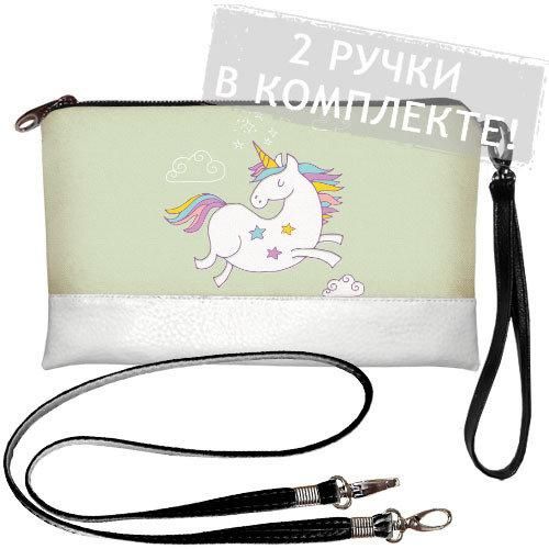 Клатч через плече Единорог 25x15 см (KL_GL_CLF009_WH)