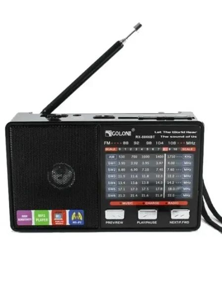 Радиоприемник аккумуляторный Golon RX 8866 с фонариком + BT / FM приемник Golon на батарейках USB MP3