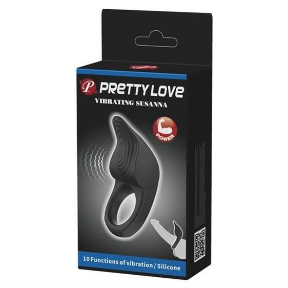 Ерекційне кільце - Pretty Love Vibrating Susanna Cock Ring Black Sex Aura