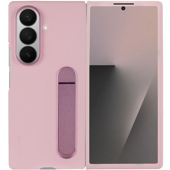 Шкіряний чохол Leather Case (AAA) with stand для Samsung Galaxy Z Fold7 Black Pink | Зображення 1