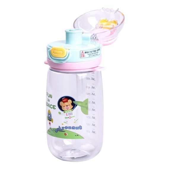 Бутылка для воды детская 550 мл с ремешком и трубочкой для спорта и школы 20 см Зеленая HP-14-45GR | Зображення 2