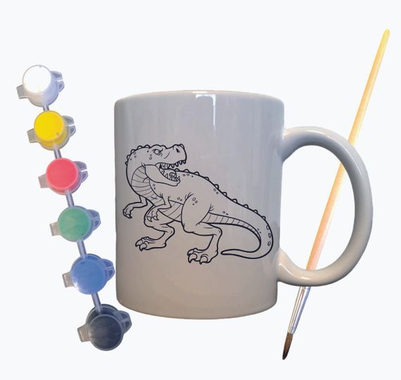 Набор для творчества кружка раскраска "Динозавр Тиранозавр Рекс" 330 мл белая
