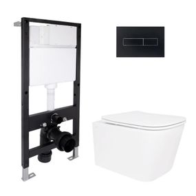 Готовое решение Qtap для ванной комнаты: подвесной унитаз Crow Ultra Quiet 520x360x290 + комплект инсталляции Standard (линейная
