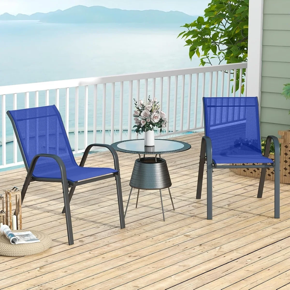 Комплект садових стільців Costway Patio з підлокітниками синій | Зображення 9