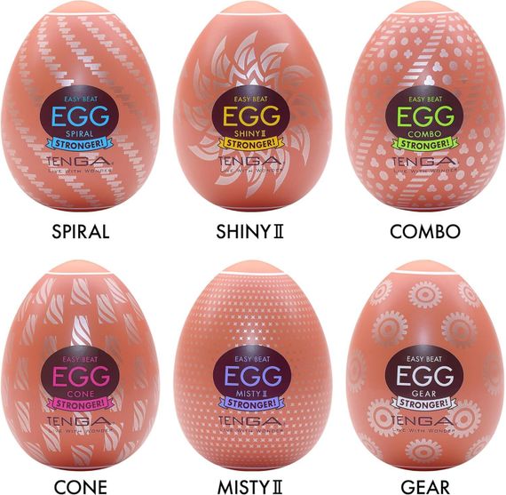 Набір мастурбаторів-яєць Tenga Egg Hard Boilded II Pack (6 яєць), щільний TPE, опукла текстура | Зображення 1