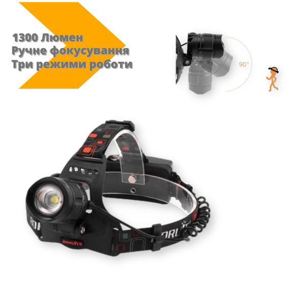 Налобний ліхтар Police BL-T32-P50 CREE P50 світлодіодний 3 режими чорний (24315-6989_358) | Зображення 1
