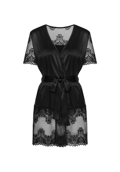 Сексуальний чорний халат Obssesive Maderris peignoir M/L | Зображення 2