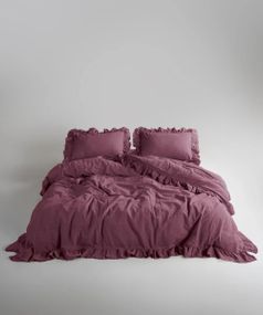 Постільна білизна Limasso Stonewashed Exclusive Ranforce 160 х 220 см семейный Raspberry