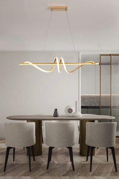 Люстра світлодіодна підвісна LED світильник для квартири на стелю лед 27429 Золото 30-100х20х120 см. | Зображення 5