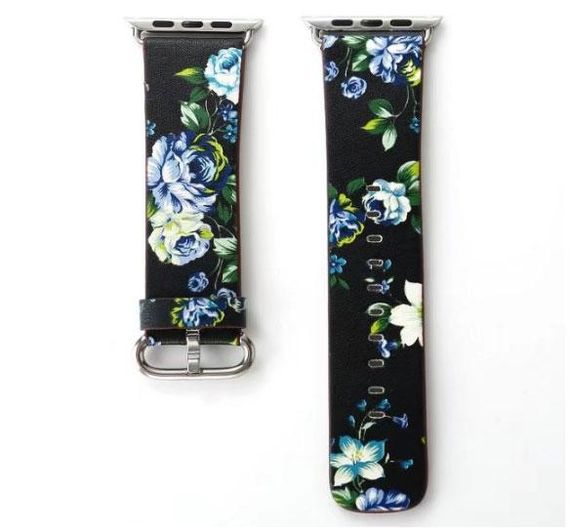 Шкіряний ремінець Primo Blue Flower для Apple Watch 38mm / 40mm / 41mm розмір S | Зображення 2