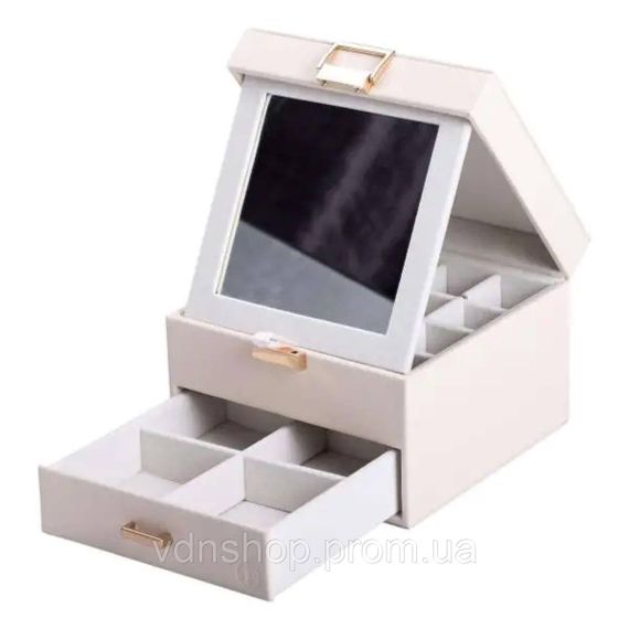 Шкатулка для украшений из эко кожи 2 яруса органайзер для ювелирных изделий HP-5-2W | Зображення 2