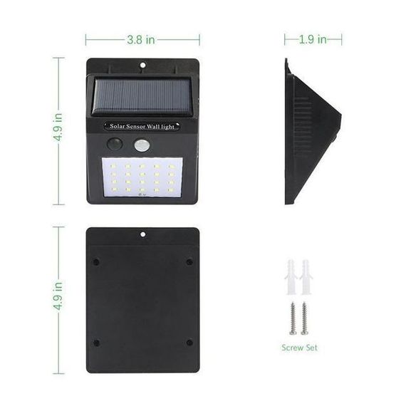 Світильник 20 Solar LED Solar Motion Sensor Light із датчиком руху на сонячних батареях | Зображення 2