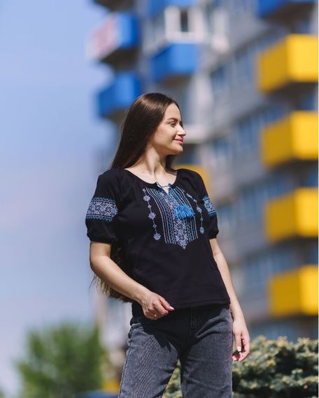 Вишиванка жіноча з коротким рукавом Носи своє 54 Чорний (p-661-49362) | Зображення 4