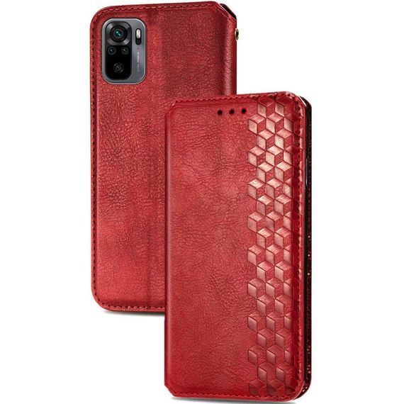 Шкіряний чохол-книжка GETMAN Cubic (PU) для Xiaomi Redmi Note 10 / Note 10s Червоний | Зображення 1