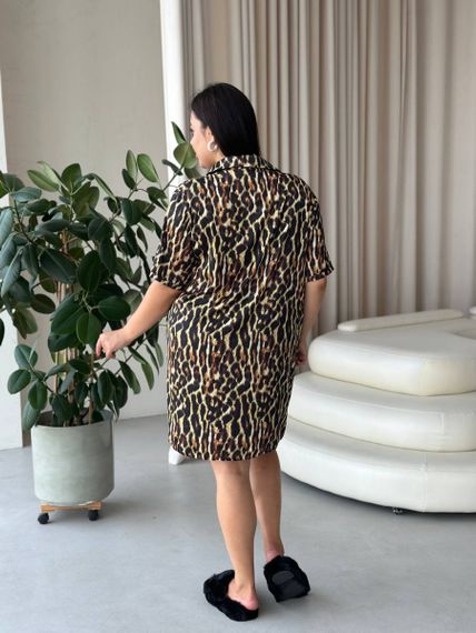 Шовкова леопардова сорочка на ґудзиках для дому PLUS SIZE | Зображення 5