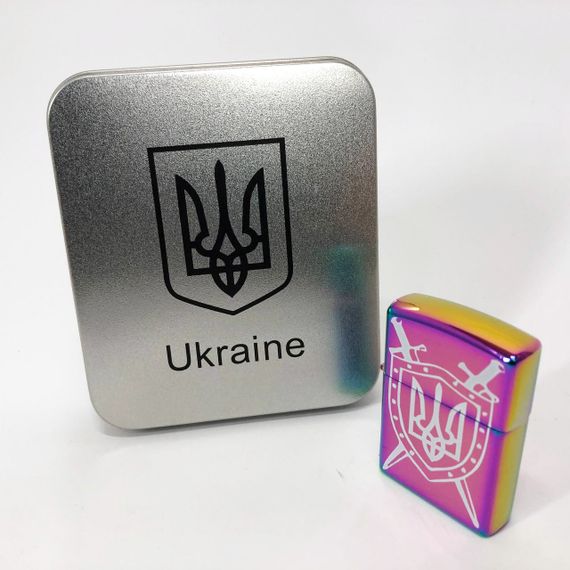 Дугова електроімпульсна запальничка USB Україна (металева коробка) HL-446. FK-986 Колір: хамелеон | Зображення 6