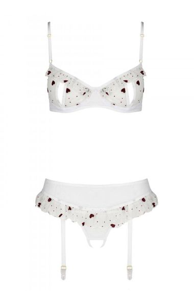 Сексуальний комплект з поясом для панчіх Passion LOVELIA SET XXL/XXXL, white sexstyle | Зображення 10