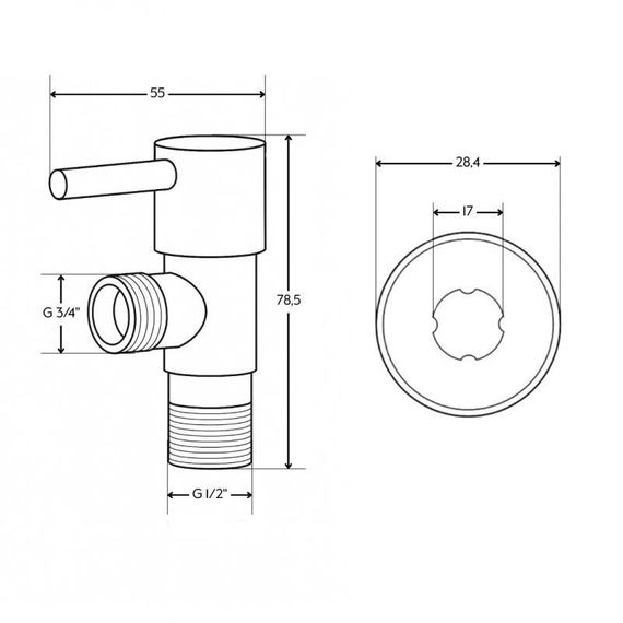 Кран кутовий Thermo Alliance Standart (ручка паличка) з керам.буксою 1/2"Н х 3/4"Н SF343W1520 | Зображення 1