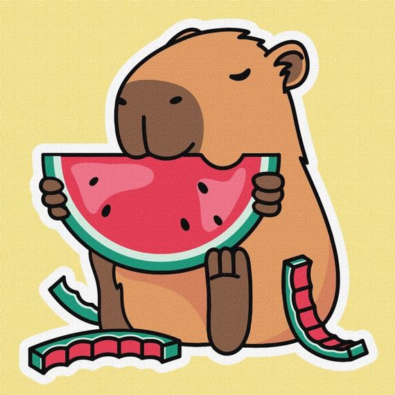 Картина по номерам "Капибара и Херсонский арбуз" ©art_selena_ua KHO6749, 40х40 см