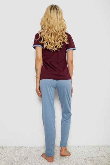 Пижама женская с принтом  -уценка, цвет бордовый, 243R30018-U | Зображення 3