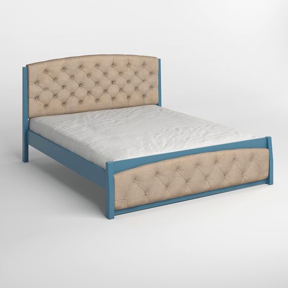 Односпальне дерев'яне ліжко Mebigrand Мехіко Сіро-синій (S7010R90B)/Аляска 23 (Бежевий) 90х200 см (MBG-12073) | Зображення 1