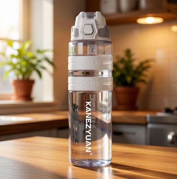 Спортивная бутылка для воды KANGZYUAN 700 мл Белая Тритановая (BPA Free), с клапаном и поилкой | Зображення 7