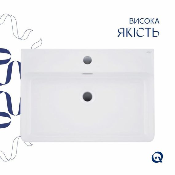 Комплект Qtap Nando LT: Раковина підвісна прамокутна 610х420х140 мм White + Донний клапан PU02O | Зображення 3