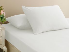 Простирадло 180х200см на гумці з наволочкою (ранфорс) First Choice, Біле