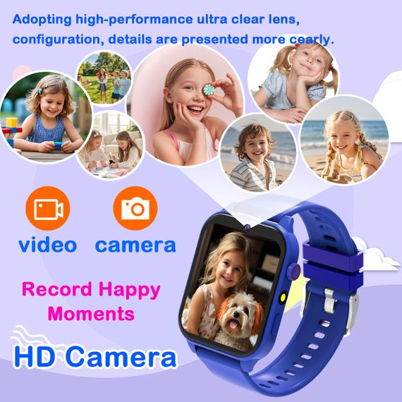 Дитячий розумний годинник із камерою, іграми, моніторингом сну, крокомірром, будильником, калькулятором, ліхтариком та ін. Сині | Зображення 3
