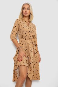 Платье софт с принтом в горох, цвет бежевый, 230R1011-6