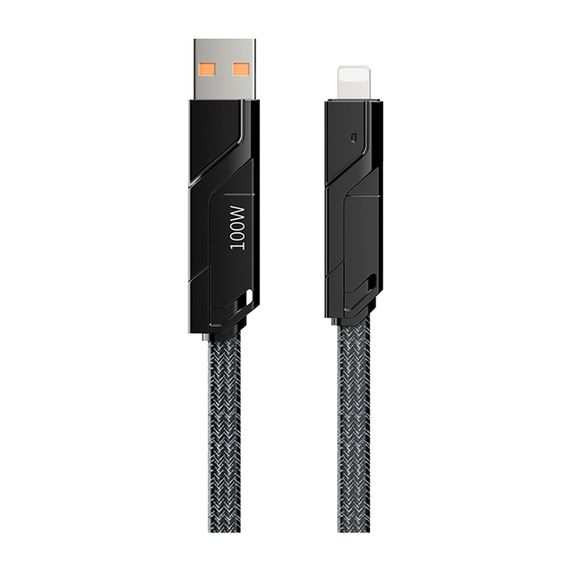 Дата кабель USB 2.0 AM/USB-C to Lightning + Type-C 1.5m PD-B96th Black Proda (PD-B96th-BK) | Зображення 1