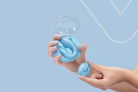 Вібратор для пар FairyGasm PleasureBerry blue, зарядний кейс, пульт ДК | Зображення 8