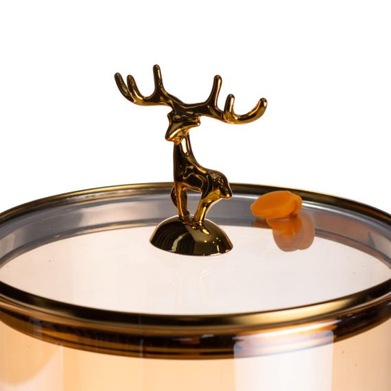 Лимонадница стеклянная 3.6 л с золотым краном и подставкой круглая банкетная ёмкость для напитков HP-34-18 | Зображення 4