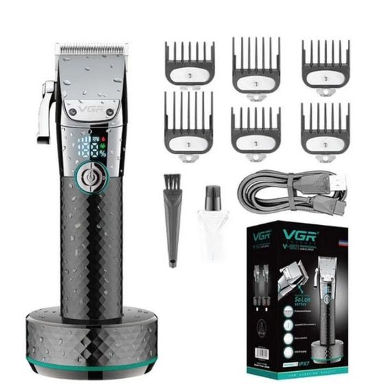 Професійна бездротова машинка для стрижки VGR V-682 тример для волосся, бороди та вусів KE-712 на підставці