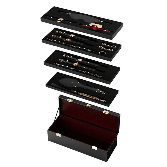 Розкішний набір для BDSM Zalo Bondage Play Kit, 10 аксесуарів у кейсі, шкіра, кристал Swarovski | Зображення 1