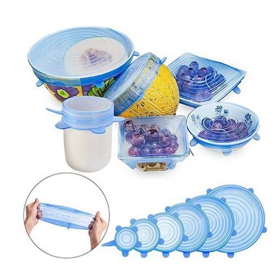 Універсальні силіконові кришки Super stretch silicone, 6 шт ∙ Набір кришок для посуду та ємностей | Зображення 4