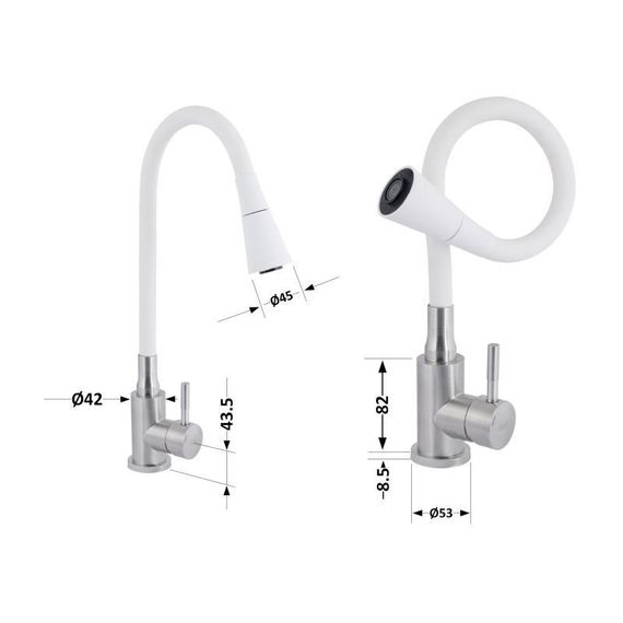 Смеситель для кухни Lidz Aria 015F31 с гибким изливом (k35) LDARI015F31WNK36981 White / Nickel | Зображення 1