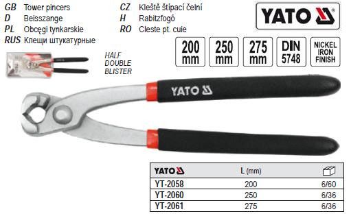 Кліщі для скрутки нікельовані l=200 мм YT-2058
