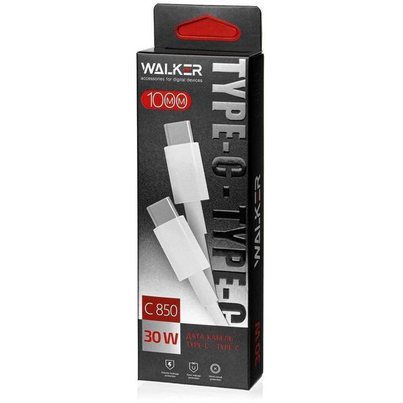 Кабель USB PD Type-C/Type-C WALKER C850 1м білий | Зображення 1