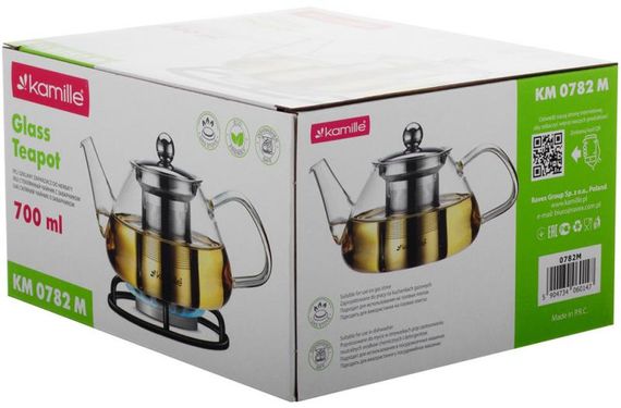 Чайник скляний заварювальний Kamille 700мл зі знімним ситечком (0782m) | Зображення 6