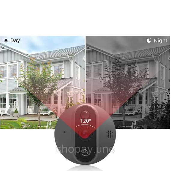 Відеодомофон Tuya Smart Video Doorbell ED-300PA / Дверний бездротовий дзвінок Wi-Fi з ІЧ-підсвічуванням та датчиком руху | Зображення 1