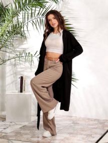 Жіночі штани вельветові палаццо Sofia LI-6201 Висока посадка, преміумвельвет Бежевий, 50