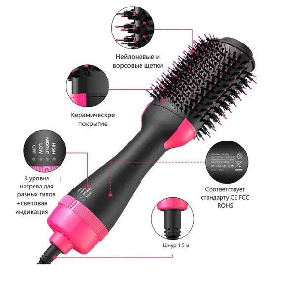Фен Щітка гребінець 3в1 One step Hair Dryer 1000 Вт 3 режими випрямляч для укладання волосся стайлер з OP-156 функцією іонізації | Зображення 2