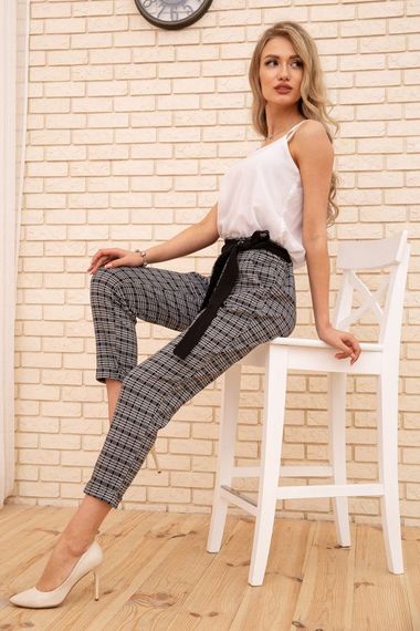 Жіночі вкорочені штани, в клітку, колір Сірий, 172R9313-2 | Зображення 1