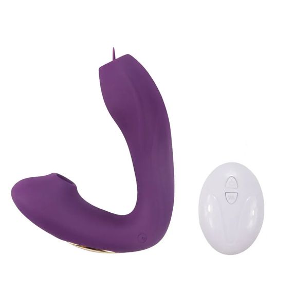 Вибратор двойной стимуляции Purple Heat Duo с вакуумом, подогревом и пультом ДУ | Зображення 2